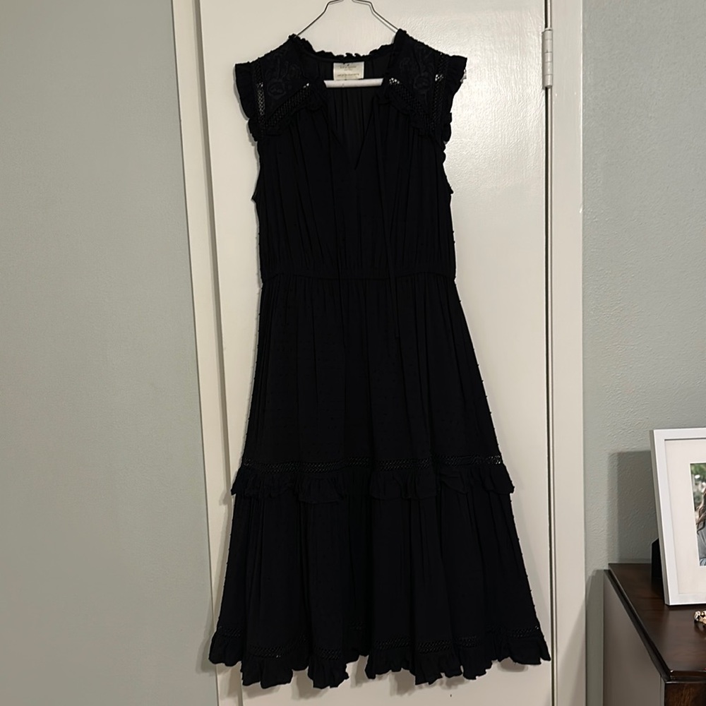 Kate Sade Black Midi Dress, size Medium